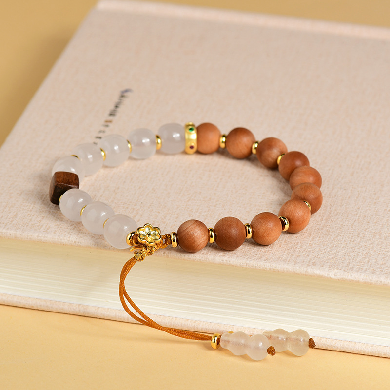 Sandalwood jade splicing bracelet new Chinese style ancient ethnic style tassel bracelet