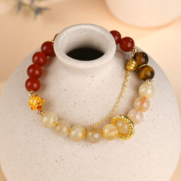 Crystal red agate golden yellow crystal tiger eye stone bracelet fashionable original new hot style bracelet
