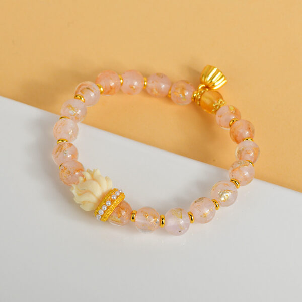 Pink gold foil incense ash glass nine-tailed fox bracelet lotus pendant popular women's bracelet