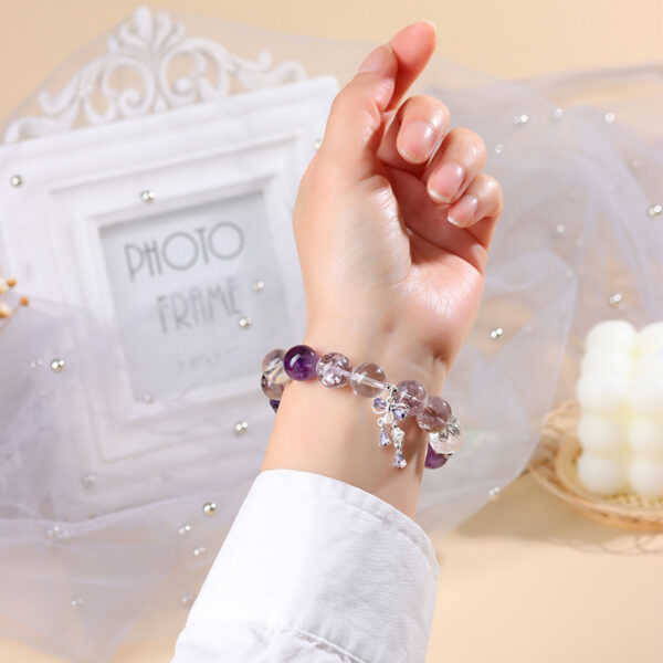 Amethyst, amethyst crystal, white crystal bracelet, fresh and fashionable bowknot new bracelet jewelry