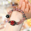 Natural crystal strawberry crystal butterfly snake inlaid cinnabar rose bracelet