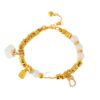 White agate peace buckle gold color sand gold wrapped Tibetan bracelet new Chinese style ancient method inheritance jewelry