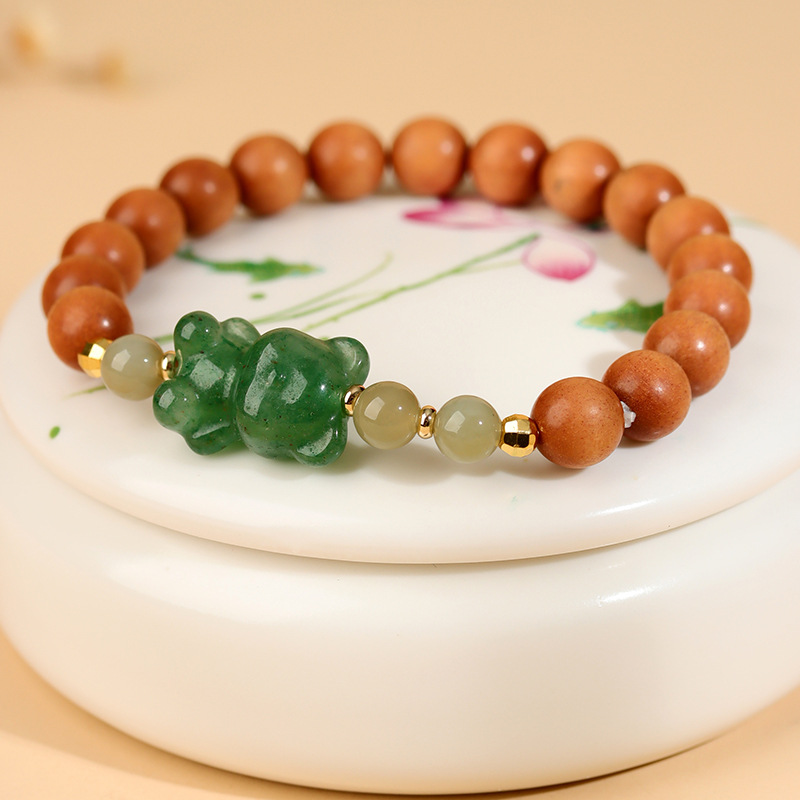 Old mountain sandalwood aventurine bear bracelet new Chinese style play play Buddhist beads bracelet scenic area temple hot sale