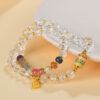 White crystal colorful beads double circle bracelet fashionable rainbow multi-treasure bracelet