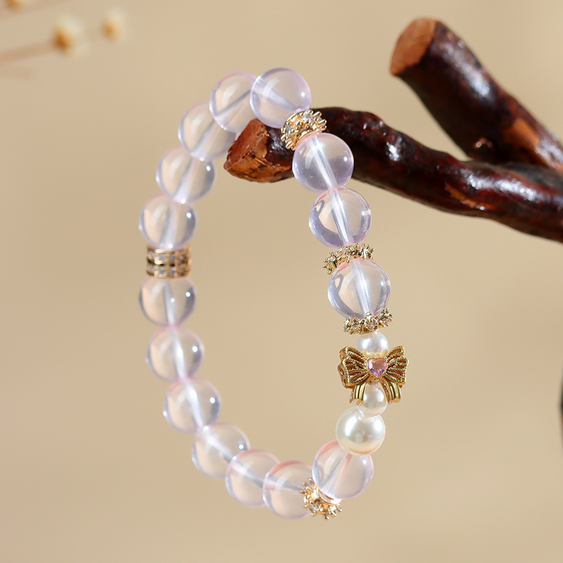 Starlight pink crystal fashion original bracelet niche light luxury peach pink female bracelet jewelry