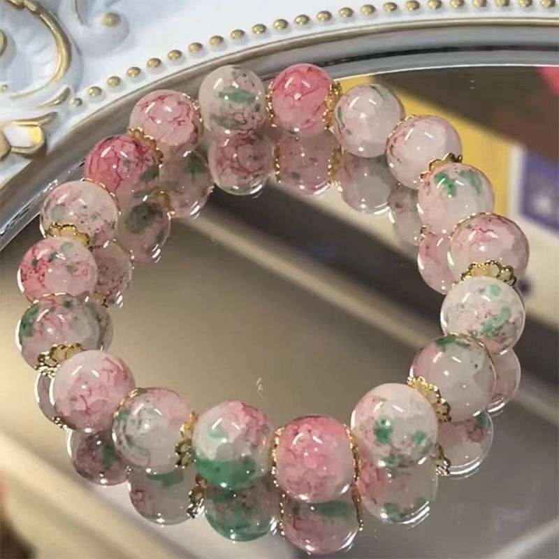 Sakura glass bracelet niche design new high-end beaded bracelet