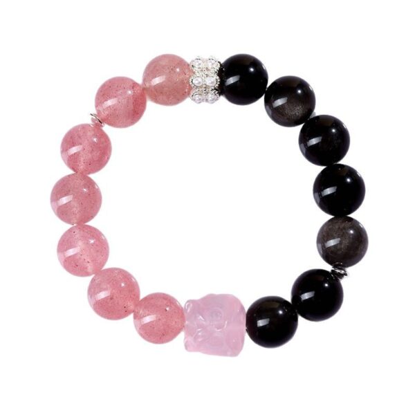 Strawberry crystal silver stone bracelet pink crystal lion new Chinese style atmospheric new style bracelet
