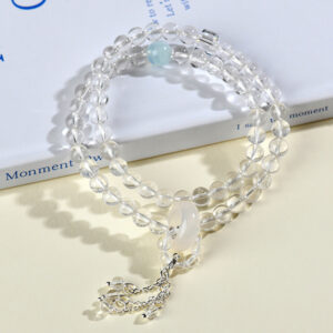 White crystal aquamarine white agate double circle bracelet original new style bracelet jewelry