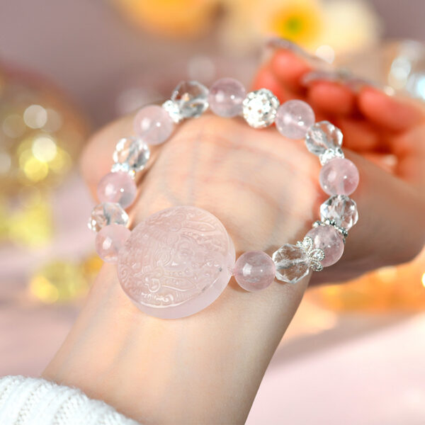 Ice pink crystal Zakiram round Tibetan bracelet original fashion cultural and creative bracelet