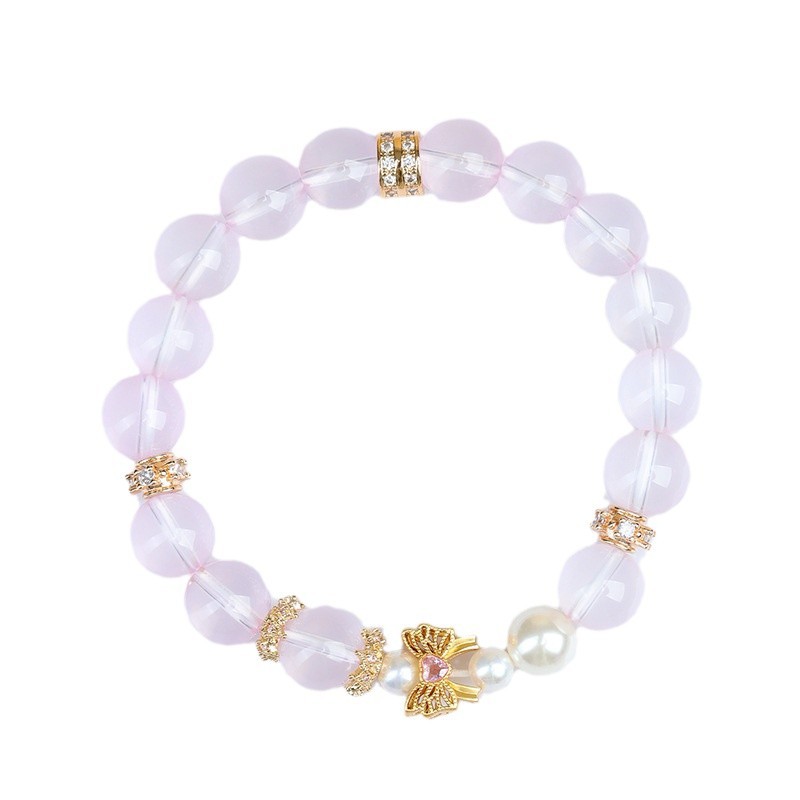 Starlight pink crystal fashion original bracelet niche light luxury peach pink female bracelet jewelry
