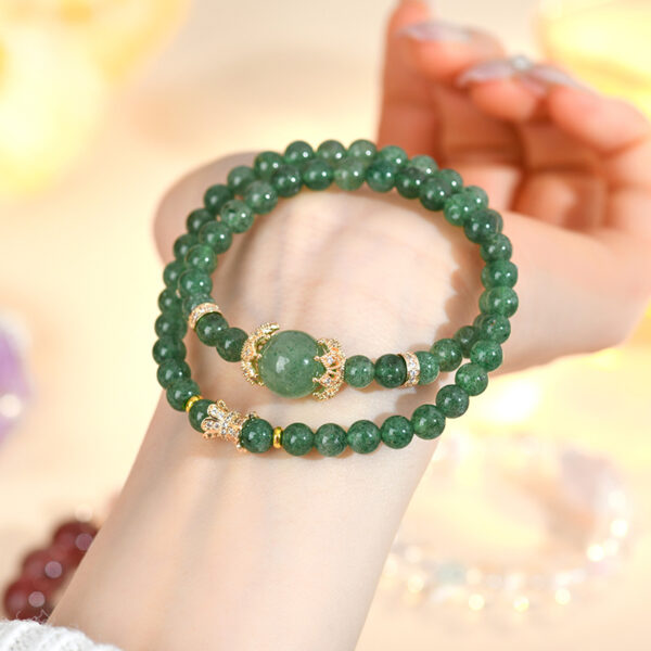 Natural crystal green strawberry crystal double circle bracelet simple fashion network new hit original bracelet jewelry