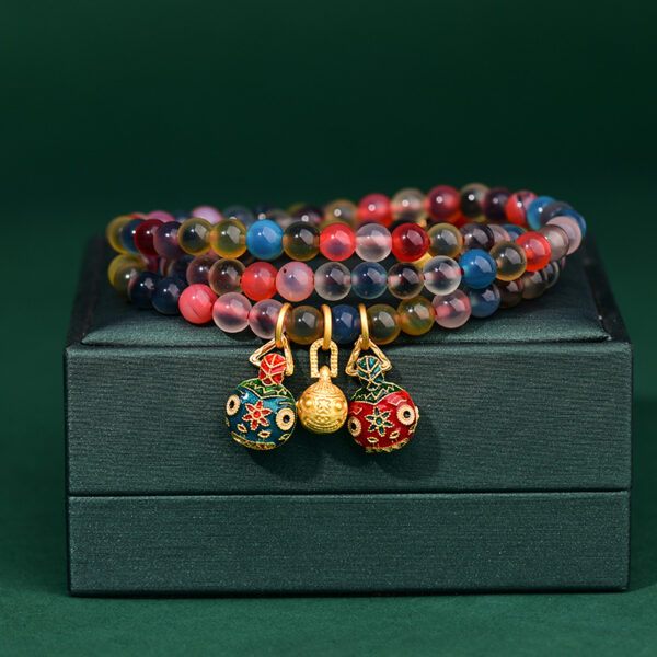 Half sugar agate live broadcast hot-selling sugar heart agate glass swallowing gold beast bracelet three-circle bracelet wholesale