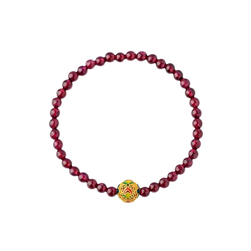 Crystal rose red garnet hollow ball bracelet original new bracelet jewelry