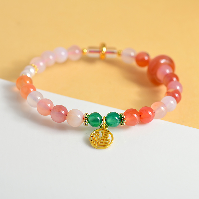 Yanyuan agate bracelet with Paohuanfu brand pendant, fresh and popular bracelet for women