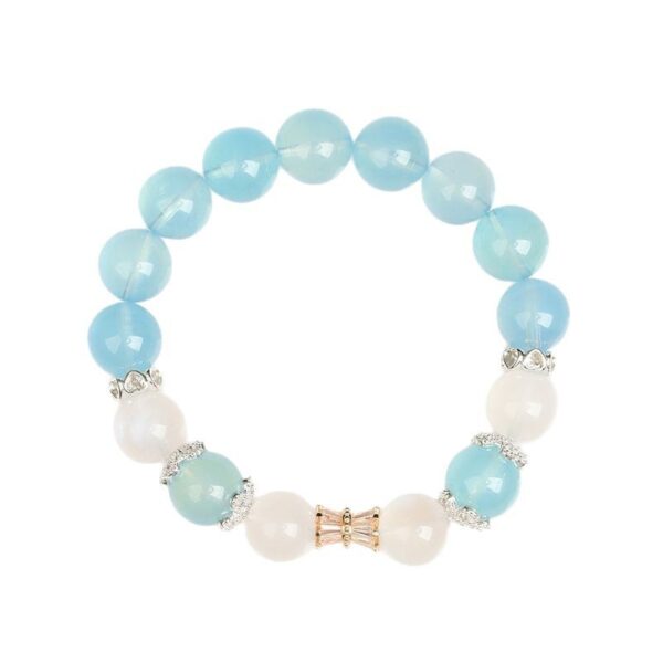 Crystal aquamarine moonstone large grain round bead bracelet ice type fashionable and atmospheric original bracelet