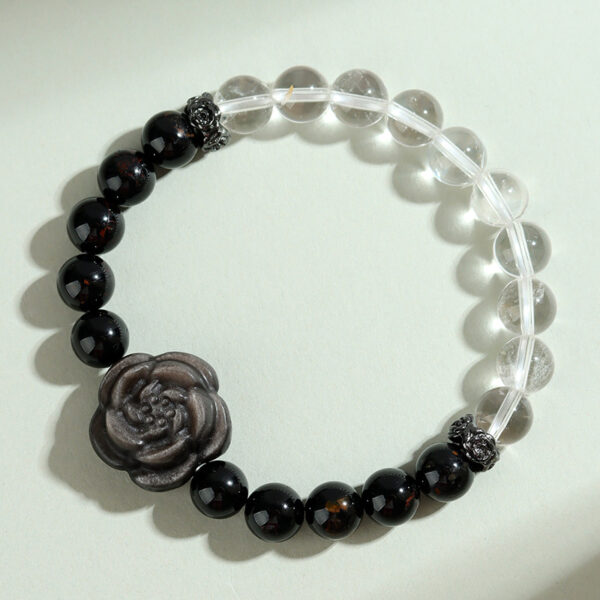 Black tourmaline white crystal silver obsidian rose bracelet fashion bracelet jewelry customization