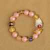 Pink incense ash porcelain gold foil single loop bracelet with nine-tailed fox popular bracelet