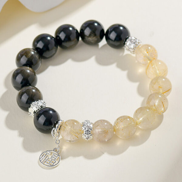 Crystal yellow hair crystal gold obsidian bracelet new Chinese style blessing brand literary original new hot style bracelet gift