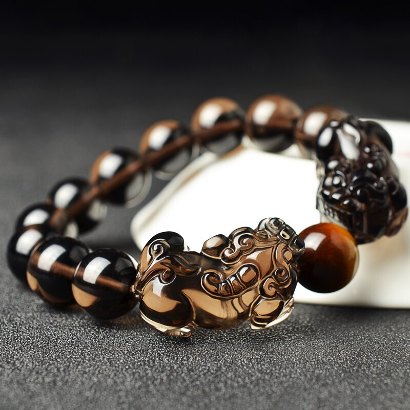 Ice Crystal Obsidian Double Pixiu Bracelet Men's and Women's Ice Obsidian Wholesale
