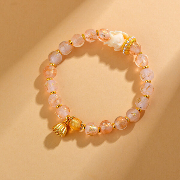 Pink gold foil incense ash glass nine-tailed fox bracelet lotus pendant popular women's bracelet