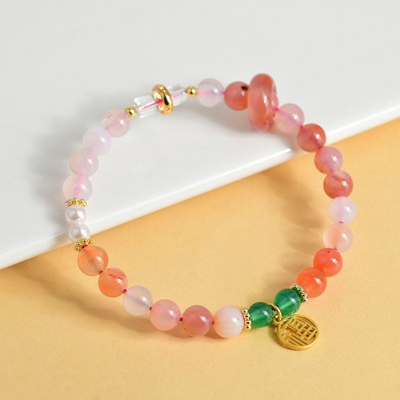 Yanyuan agate bracelet with Paohuanfu brand pendant, fresh and popular bracelet for women