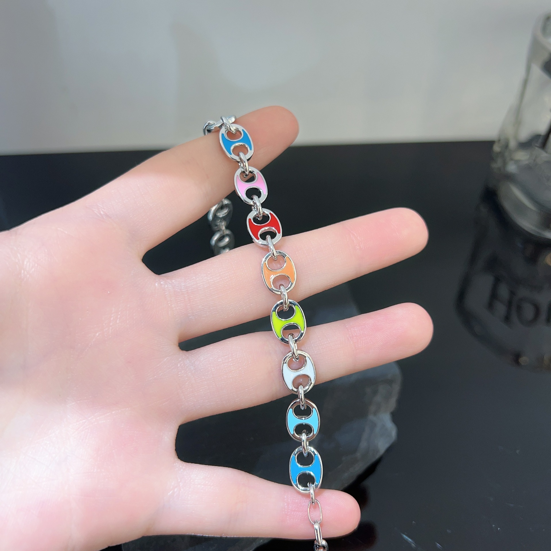 Colorful pig nose bracelet for women light luxury style fashion personality all-match high-grade rainbow bracelet