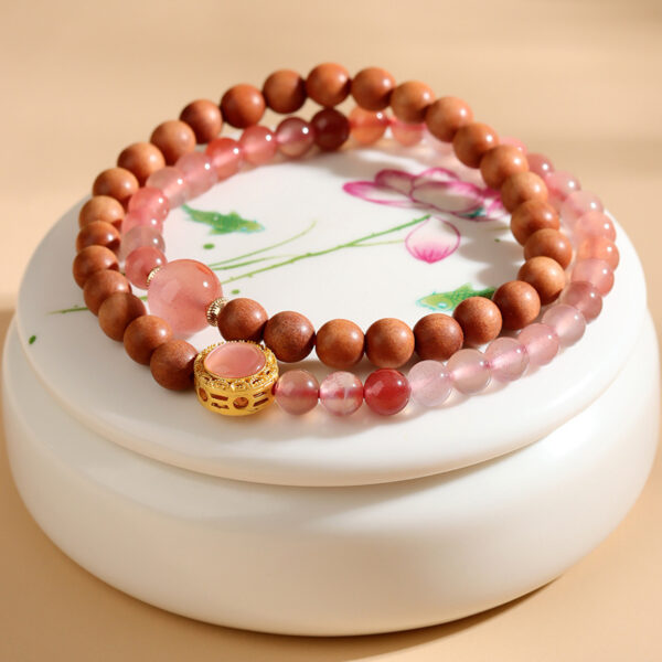 Natural ice drifting South Red Agate Sandalwood Double Circle Bracelet Chinese Buddhist Beads Play Retro Hot Style
