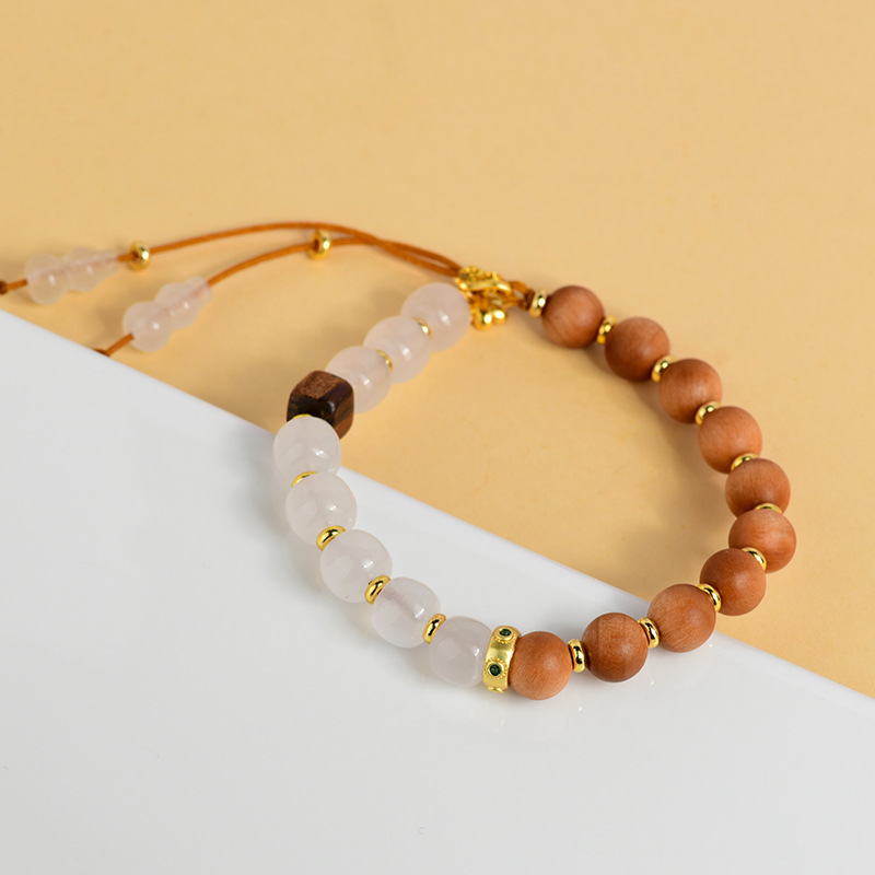 Sandalwood jade splicing bracelet new Chinese style ancient ethnic style tassel bracelet
