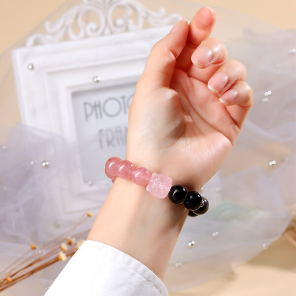 Strawberry crystal silver stone bracelet pink crystal lion new Chinese style atmospheric new style bracelet