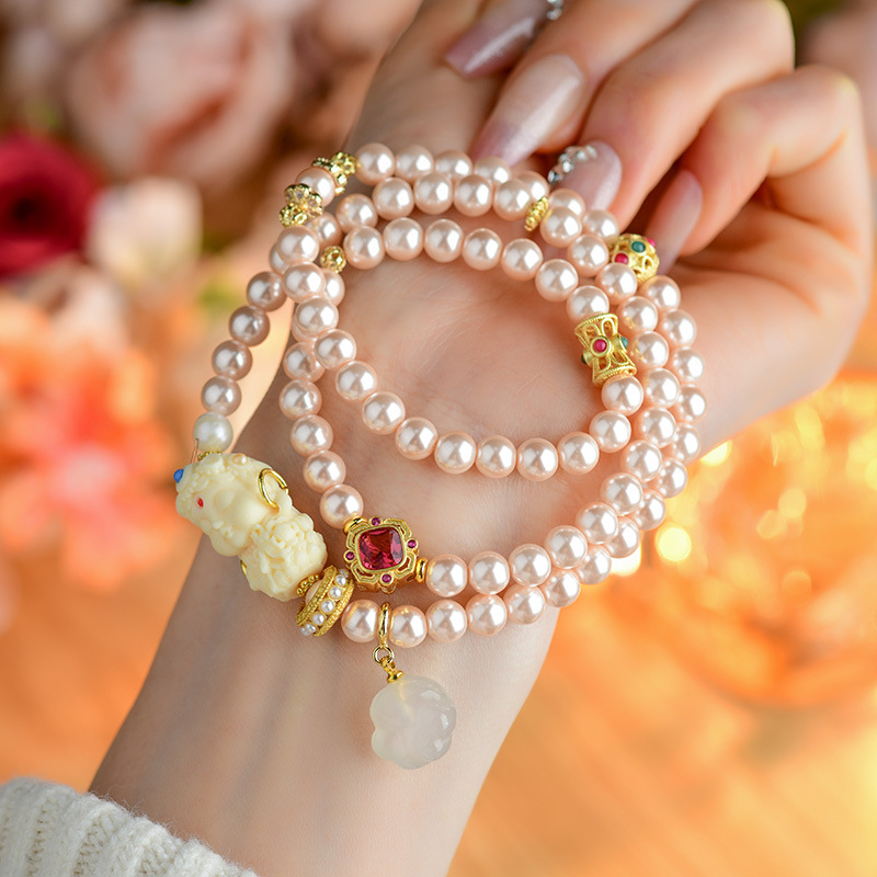 Champagne pearl mother-of-pearl bracelet new Chinese ethnic style cat claw bracelet live broadcast hot fashion accessories
