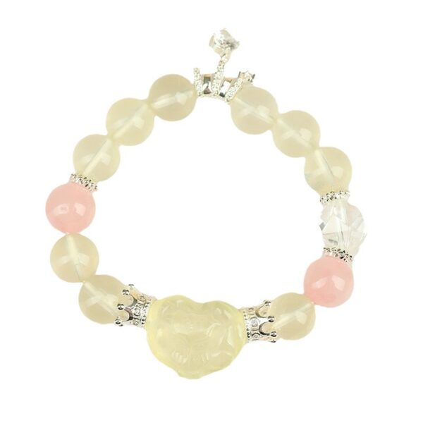 Lemon yellow crystal love nine-tailed fox bracelet large round beads fashion bracelet