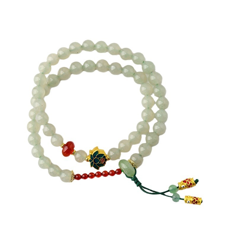Jade agate double circle bracelet new Chinese style lotus building cool series new style bracelet