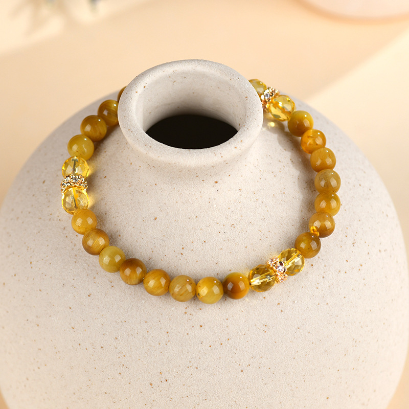 Colored gold tiger eye faceted citrine bracelet fashionable new hot style bracelet