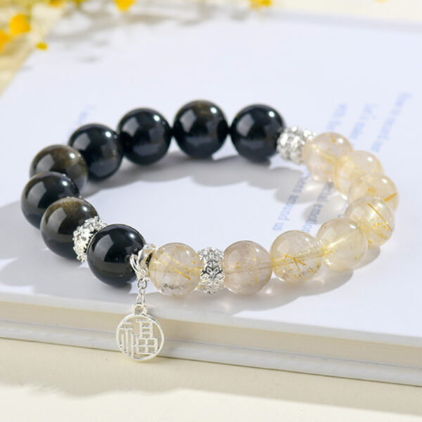 Crystal yellow hair crystal gold obsidian bracelet new Chinese style blessing brand literary original new hot style bracelet gift