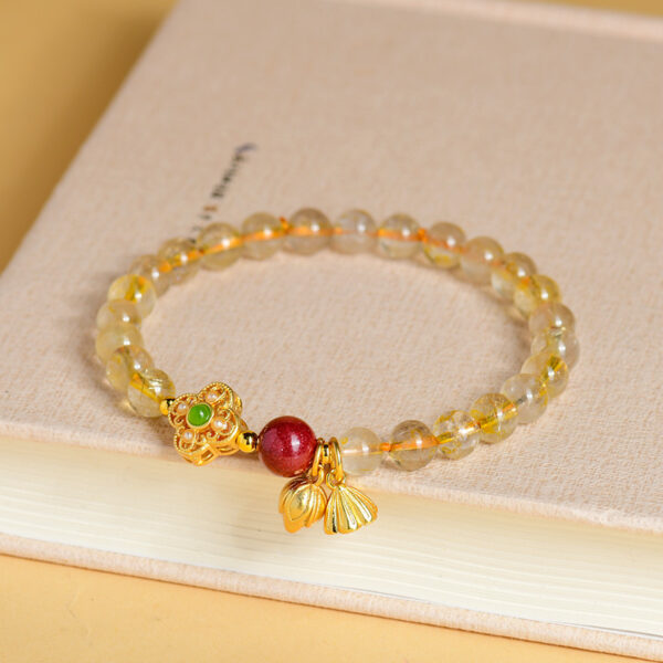 Crystal yellow hair crystal cinnabar two worlds joy bracelet new Chinese retro cultural and creative fashion new original bracelet