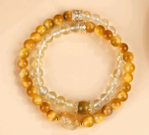 Natural gold tiger eye lemon yellow crystal Pixiu double circle bracelet new Chinese style fashion original hair color female bracelet