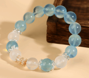 Crystal aquamarine moonstone large grain round bead bracelet ice type fashionable and atmospheric original bracelet