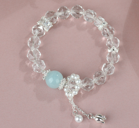 White crystal casual faceted bracelet niche light luxury original aquamarine hot-selling bracelet jewelry