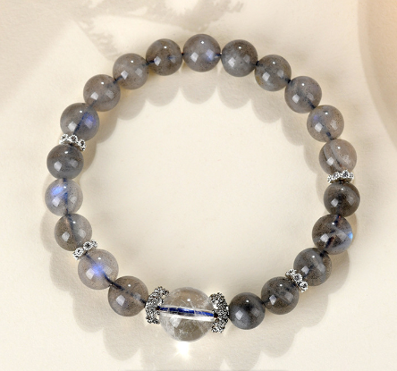 Natural gray moonstone white crystal bracelet labradorite fashion original bracelet