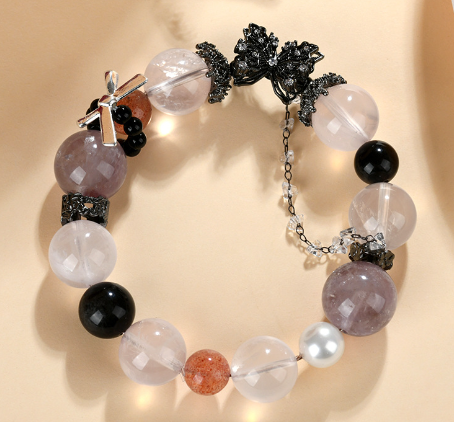 Crystal Duobao Butterfly Bracelet Amethyst Rose Quartz Strawberry Quartz Original Fashionable Bracelet