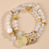 White crystal blue moonstone yellow crystal nine-tailed fox double circle bracelet niche light luxury bracelet