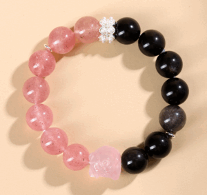 Strawberry crystal silver stone bracelet pink crystal lion new Chinese style atmospheric new style bracelet