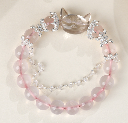 Ice pink crystal white crystal fox bracelet fresh and fashionable new Chinese style bracelet jewelry