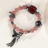 Natural crystal strawberry crystal butterfly snake inlaid cinnabar rose bracelet