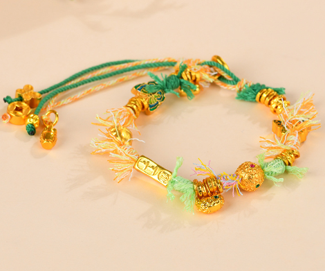 Golden color sand gold multi-treasure winding Tibetan style colored rope bracelet niche light luxury design ancient method braided bracelet