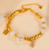 White agate peace buckle gold color sand gold wrapped Tibetan bracelet new Chinese style ancient method inheritance jewelry