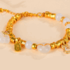 White agate peace buckle gold color sand gold wrapped Tibetan bracelet new Chinese style ancient method inheritance jewelry