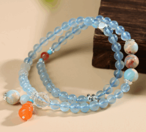 Crystal aquamarine double circle bracelet ice transparent fresh fashion original new style bracelet
