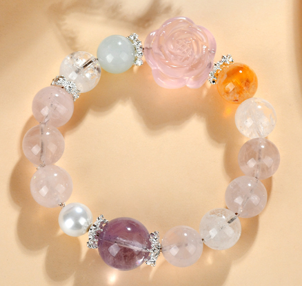 Rose Quartz Peony Flower Amethyst Aquamarine Bracelet Fashion Original Hot Selling Bracelet