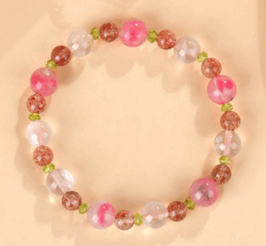 Rose stone pink crystal bracelet fresh and sweet peach rose pink love original bracelet